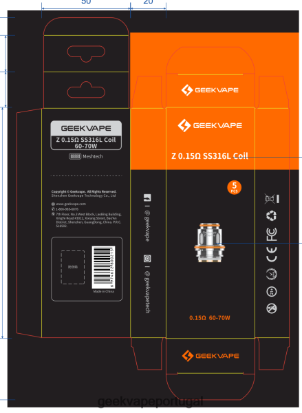GeekVape Preco - GeekVape Bobina da série z de 5 unidades/pacote z0,4 ohm xm 6J44062